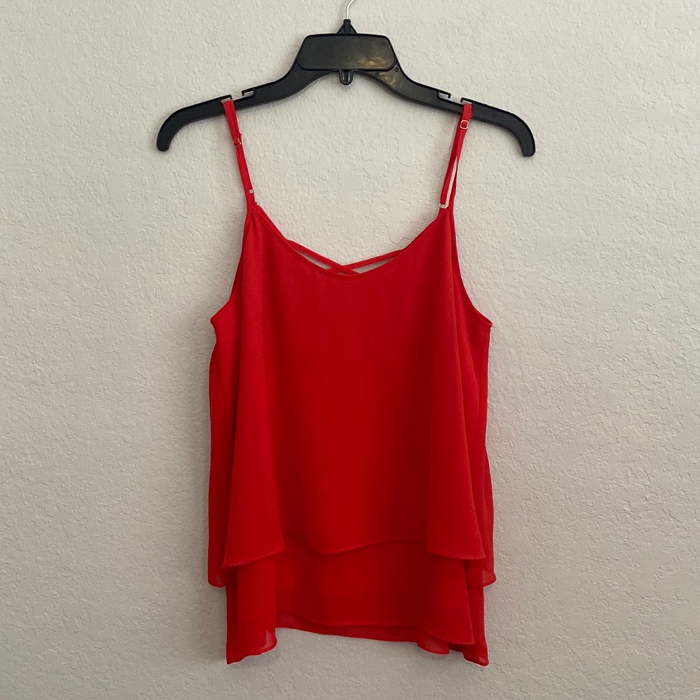 Sexy red frilly blouse